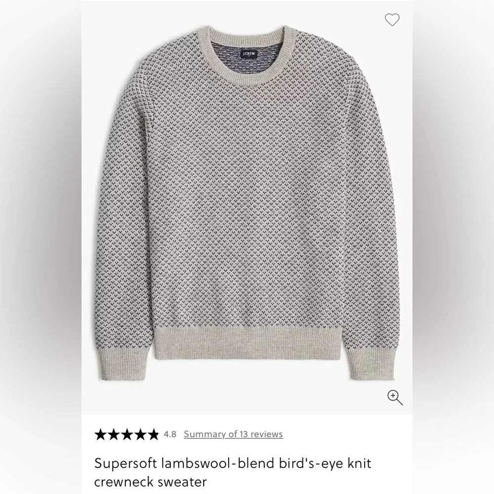 J. Crew Men's Cream and Gray Textured Crewneck Sweater